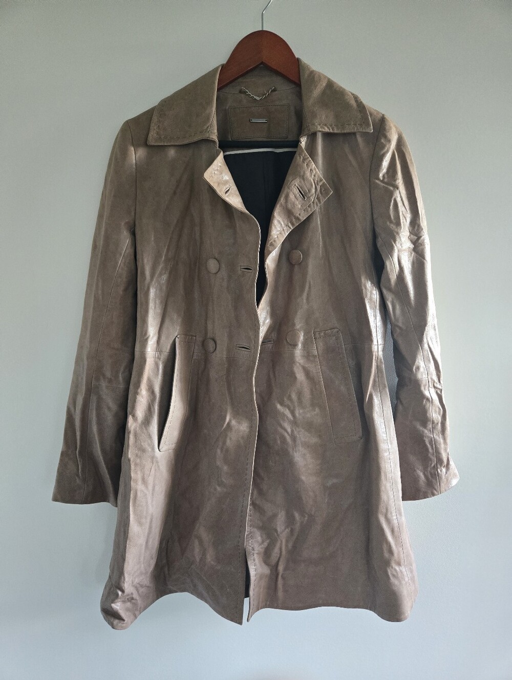100% genuine lambskin trench coat